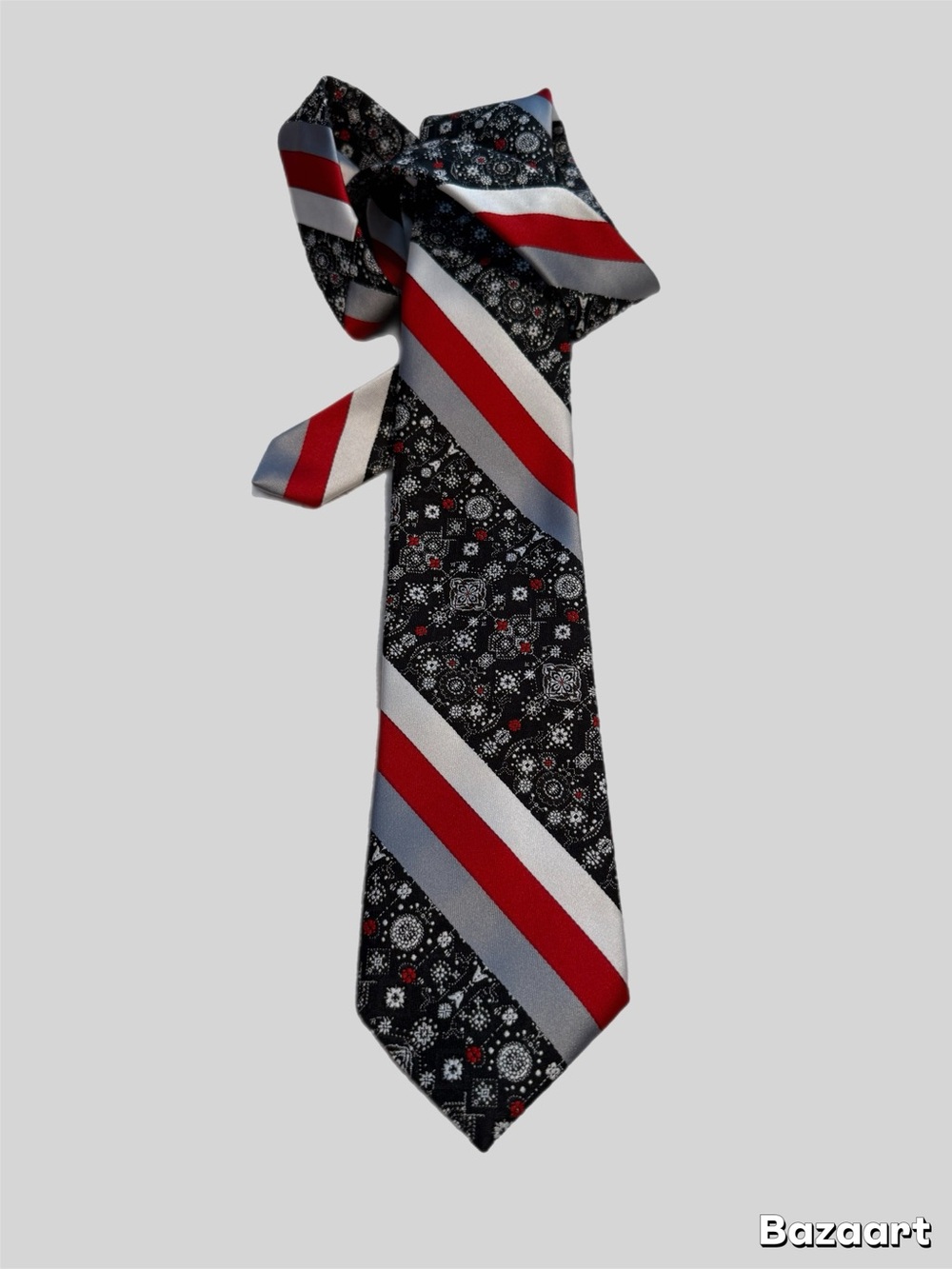 70’s vintage Montgomery Ward men’s neck tie red grey black